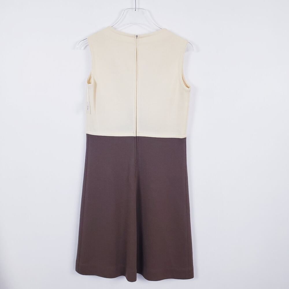 Vtg 1960s Deadstock Kimberly Wool 2-Piece Dress Suit Cream Brown Vintage Size 10 - Picture 7 of 13